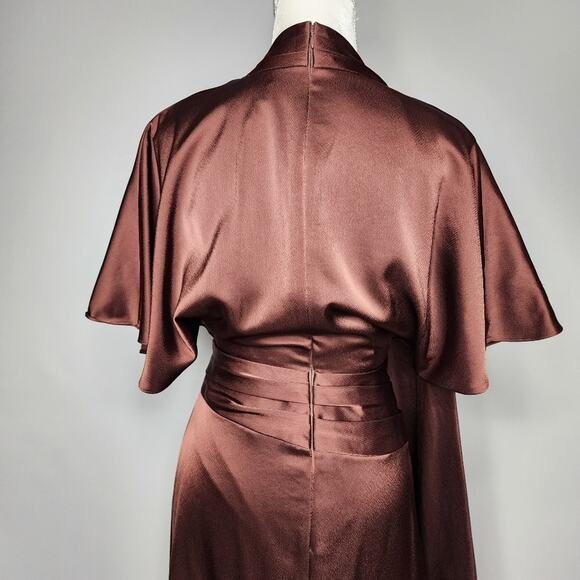 Alex Marie Giselle Brown Satin Drape Neck Retro Dress Women's Size 2 NWT - Picture 5 of 7
